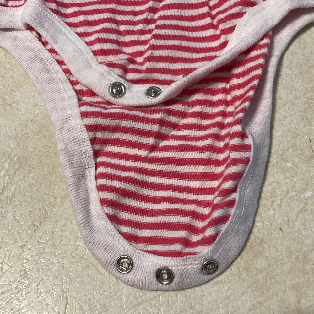 18M white and red striped onesie